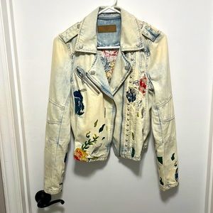 Blank NYC Denim Studded Floral Jacket - Size XS